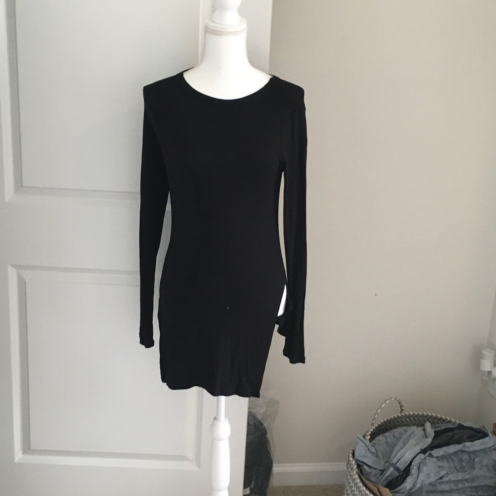 naked wardrobe Black Long Sleeve Bodycon Mini Dress